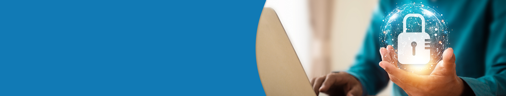 Hand holding a sphere with a lock in the middle