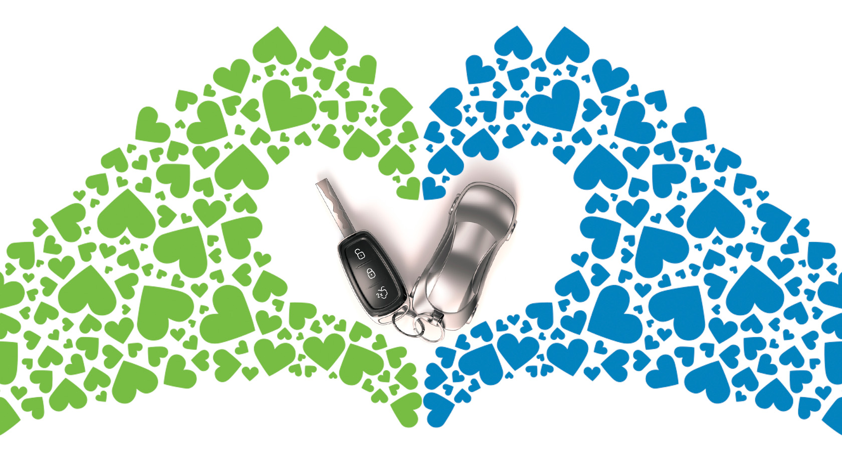 Heart hands with car keys in the center