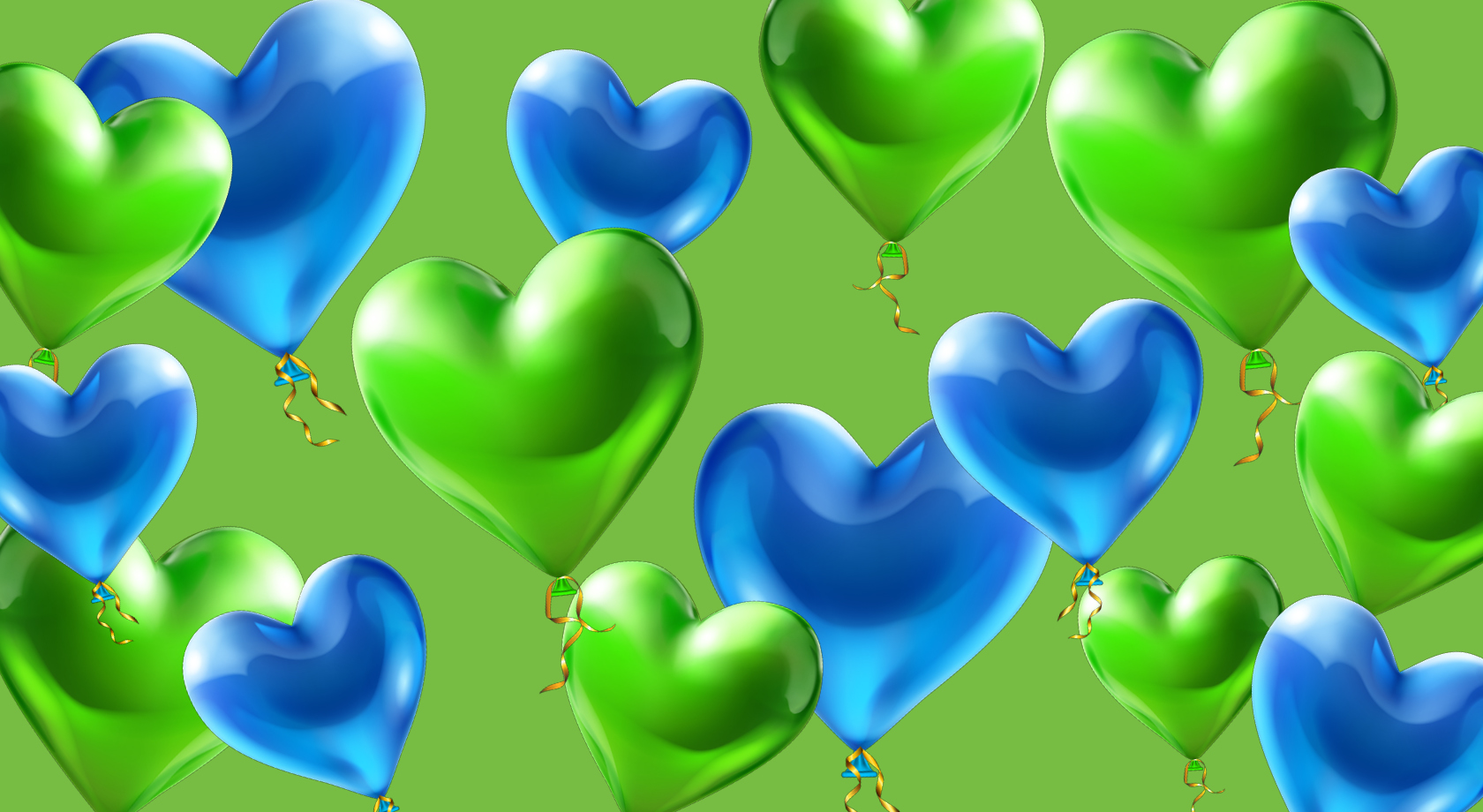 Blue and green hearts
